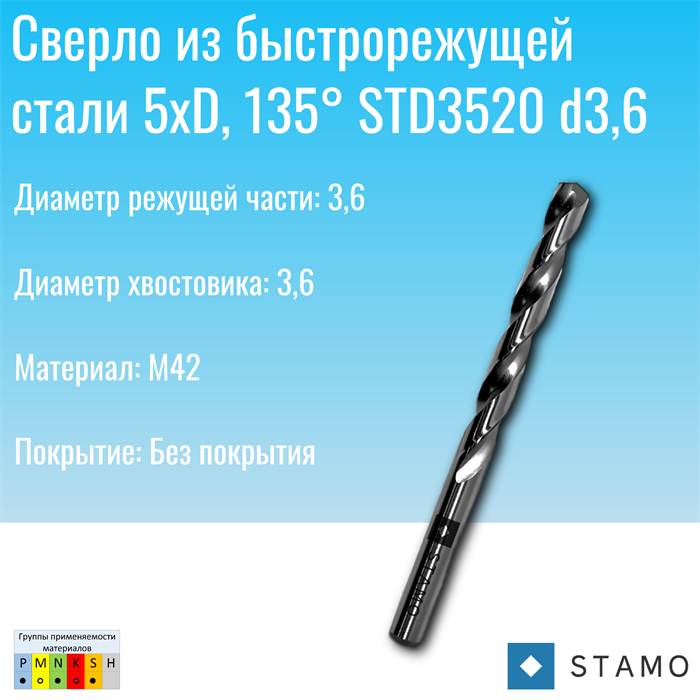 Сверло STAMO STD3520 d3,6 STD3520 d3,6