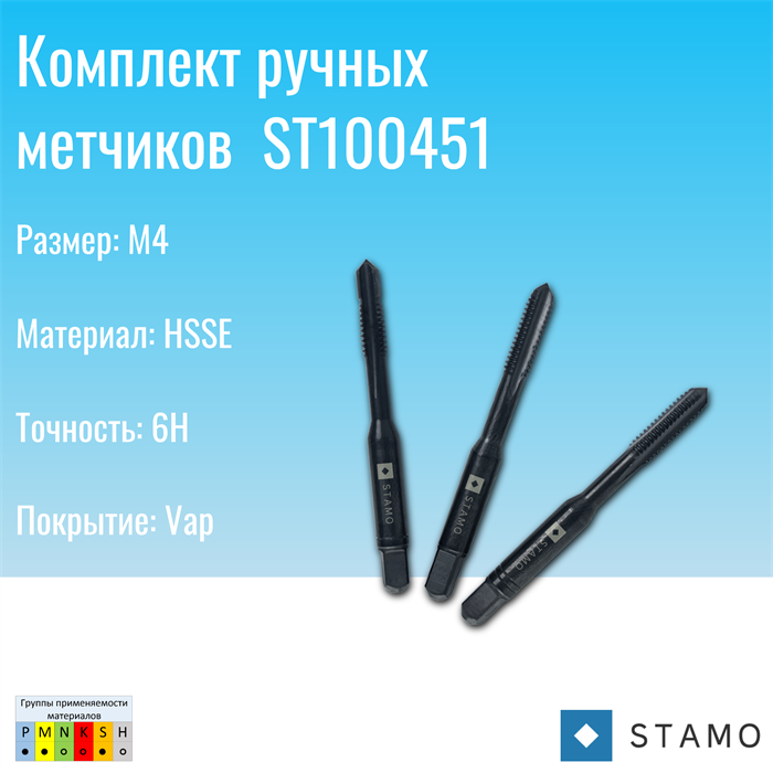 Комплект ручных метчиков STAMO M4 ST100451 ST100451