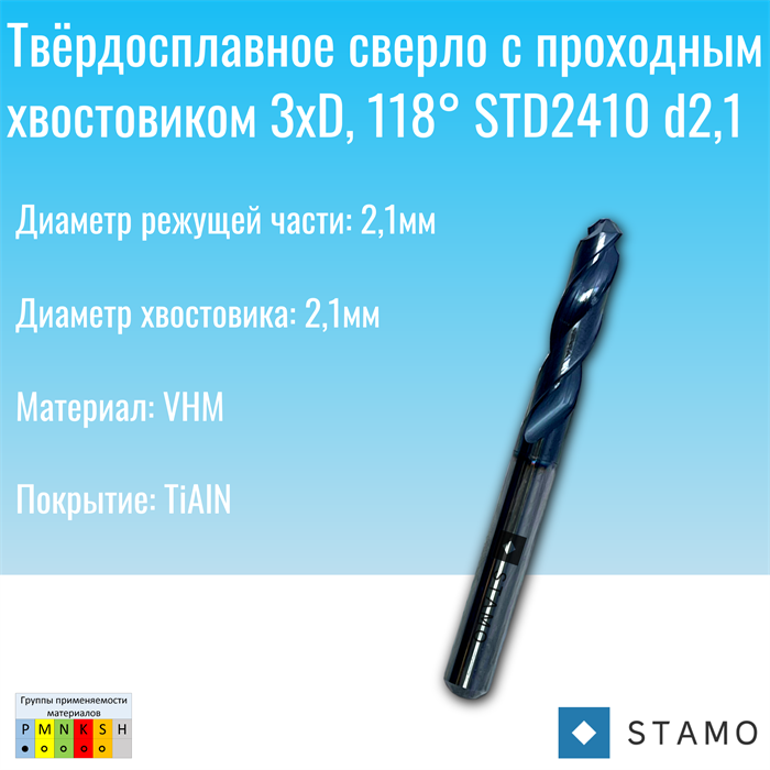 Сверло STAMO STD2410 d2,1 STD2410 d2,1