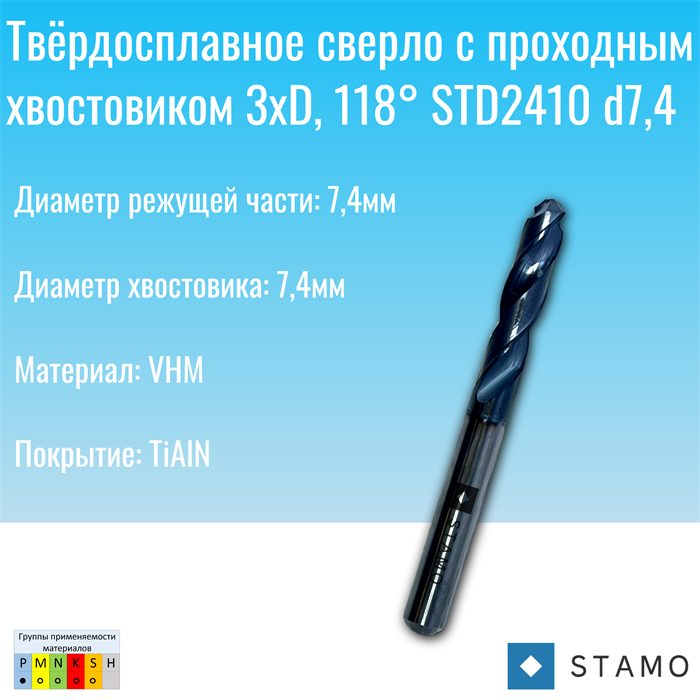 Сверло STAMO STD2410 d7,4 STD2410 d7,4