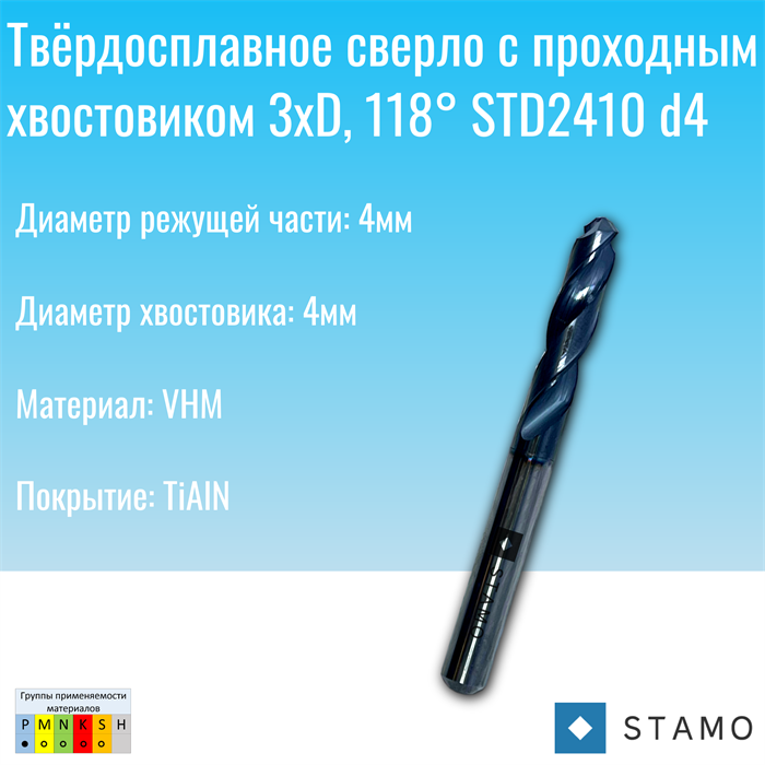 Сверло STAMO STD2410 d4,0 STD2410 d4,0