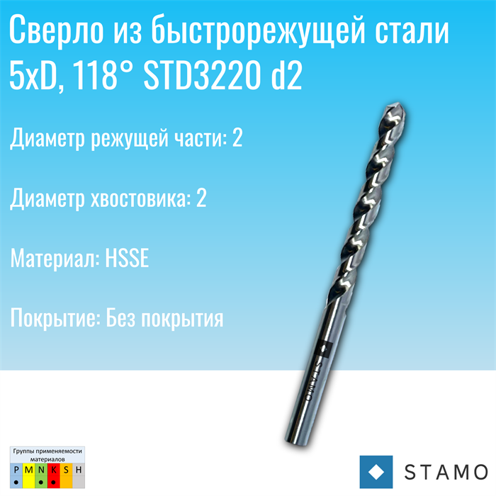 Сверло STAMO STD3220 d2,0 STD3220 d2,0